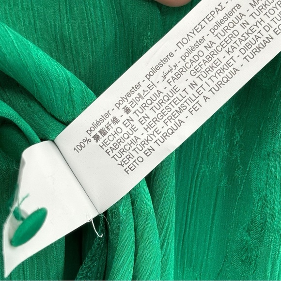 NEW Zara Floral Jacquard Long Sleeve Button Down Shirt Solid Green Blouse | XL - Picture 7 of 7